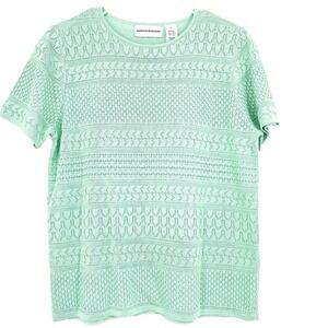 Alfred Dunner Womens Pullover Knit Mint Green Acrylic Blouse Size Small NWOT